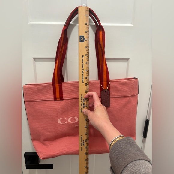 Coach Tote Bag Pink Canvass Double Handle - Picture 8 of 10